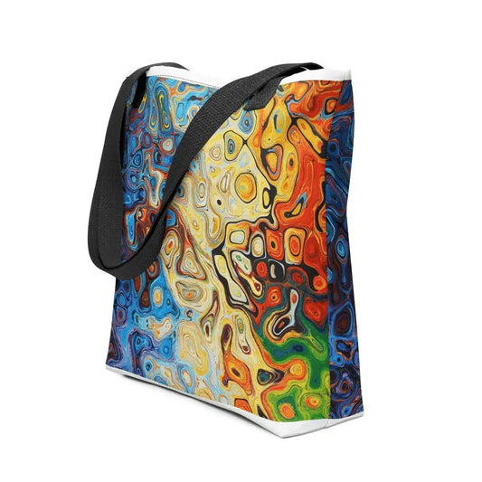 The Abstract Colorful Tote Bag Natural Cotton Handle Material