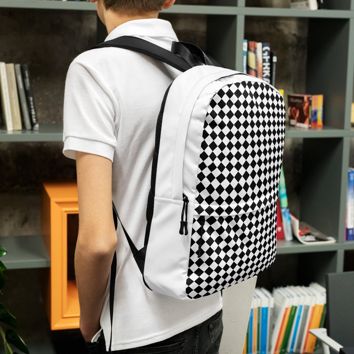 The Checkered Black White Backpack Laptop Bag