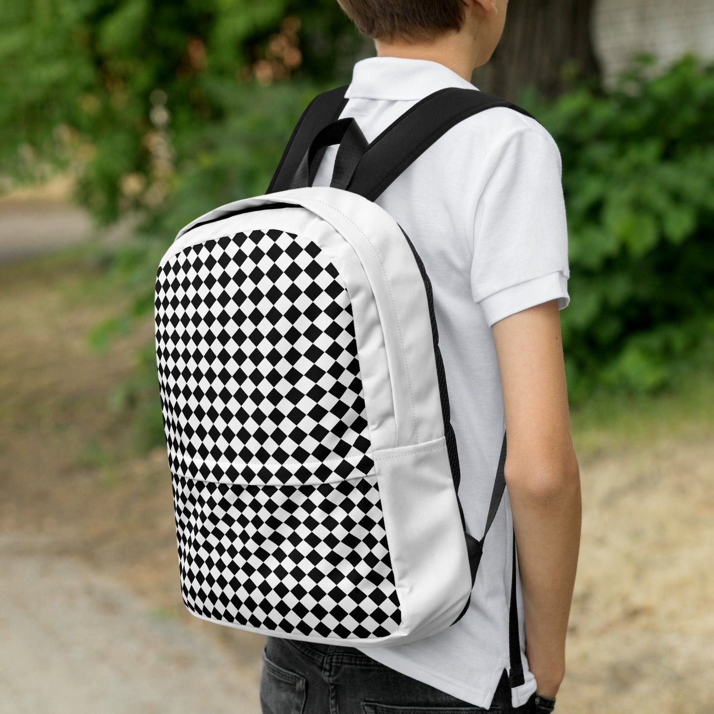 The Checkered Black White Backpack Laptop Bag