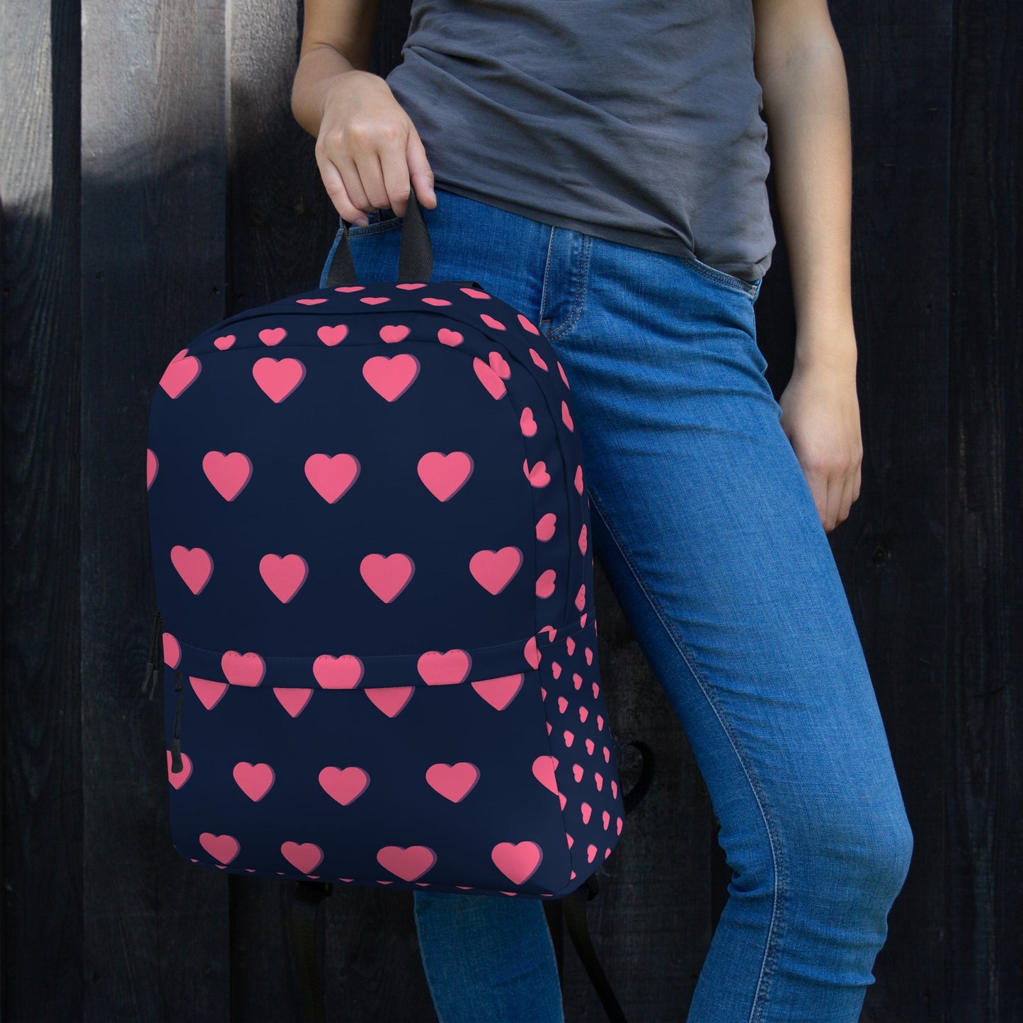 Pink Love Black Backpack Bag